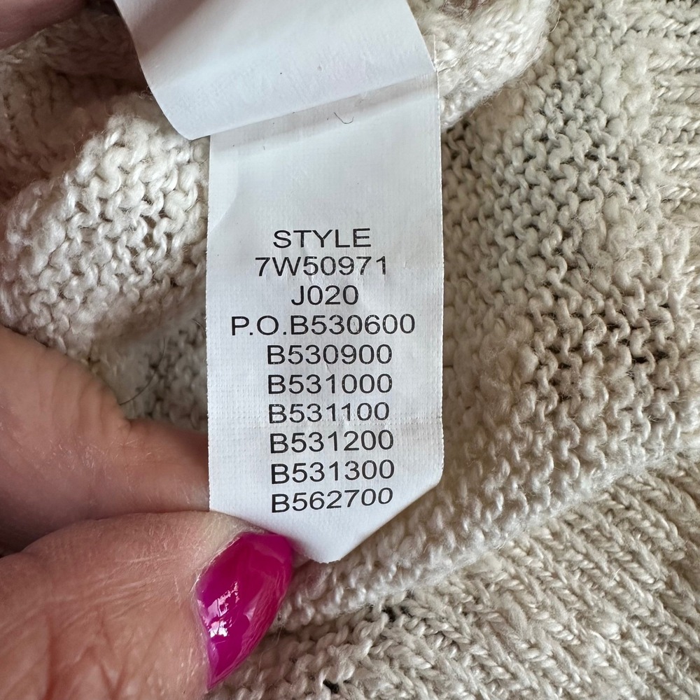 Lucky Brand Ivory‎ Crochet Lace Sleeve Knit Top Layered Shirt Women's L - Picture 8 of 9